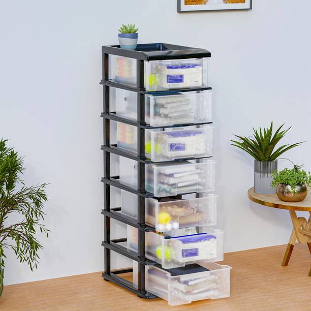 KUBER INDUSTRIES 7-Layer Collapsible Plastic Drawers Storage Organizer Plastic Free Standing Chest of Drawers