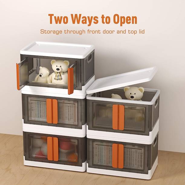 FINWARE 5 Units Multipurpose Folding Cabinet Storage Organizer Box with Wheels&Lid.(5XL) Plastic Free Standing Chest of Drawers