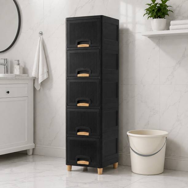 ZUDAZ Vertical Bathroom Drawer Cabinet for Towels, Cosmetics and Toiletries Plastic Crockery Cabinet