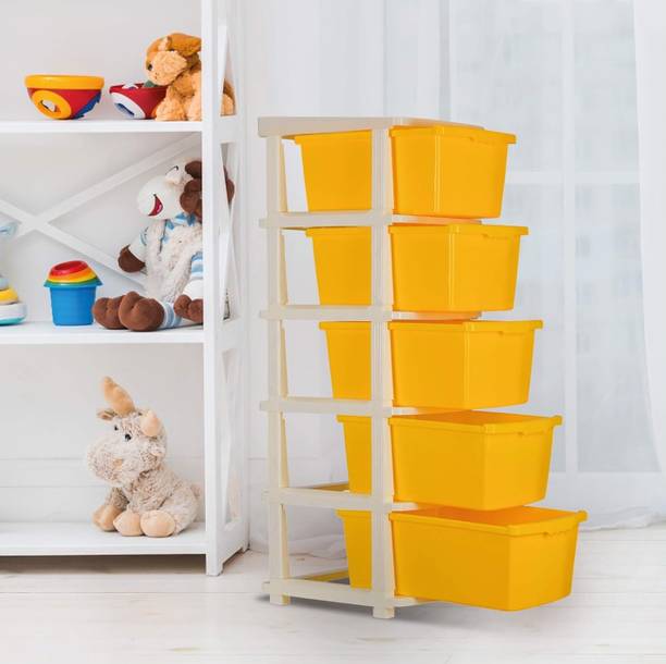 KAVIRA CLASSIC 5XL YELLOW Plastic Modular Drawer System for Home, Office, Hospital Plastic Free Standing Chest of Drawers