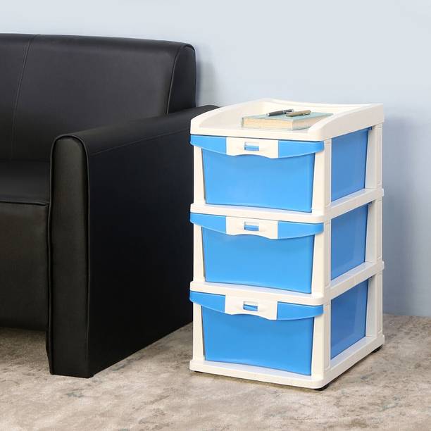 Nilkamal Chests of 3 Drawers CHTR23NT MultiPurpose wheel Storage , Kids & Home Essentials Plastic Free Standing Chest of Drawers