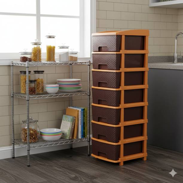 Surety for Safety 7 Plastic Modular Drawer System for Home, Office, Hospital, Parlor Plastic Free Standing Cabinet