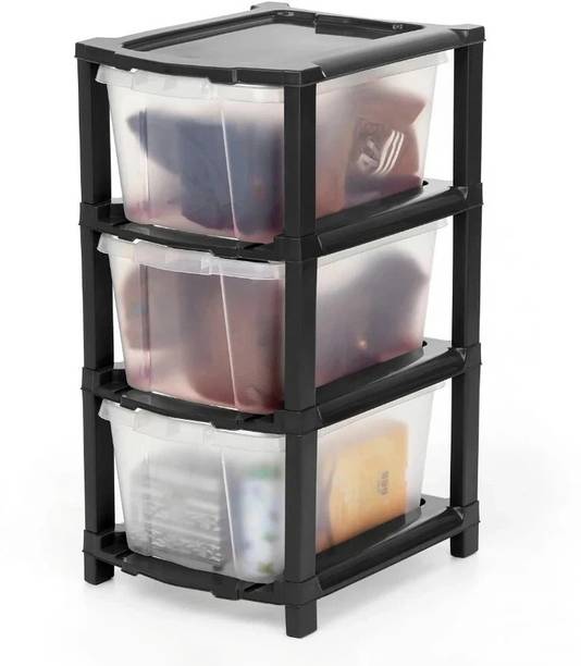 Flipkart SmartBuy 3 Plastic Modular Drawer System for Home, Office, Hospital, Parlor, Doctors Plastic Wall Mount Chest of Drawers