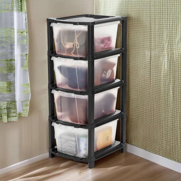 Flipkart SmartBuy 4 Plastic Modular Drawer System for Home, Office, Hospital, Parlor, Doctors Plastic Wall Mount Chest of Drawers