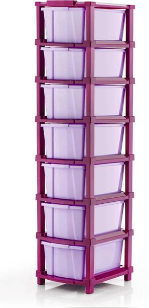 Flipkart SmartBuy 7 Plastic Modular Drawer System for Home, Office, Hospital, Parlor, Doctors Plastic Free Standing Chest of Drawers
