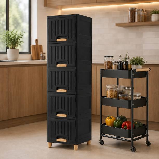MAXTID Multi Drawer Tall Cabinet for Bathroom Accessories and Personal Items Plastic Kitchen Cabinet