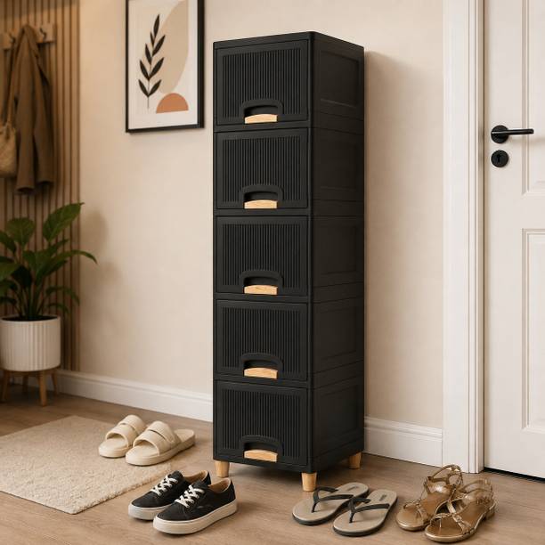 Surety for Safety Tall Kitchen Organizer Cabinet for Spices, Utensils and Accessories Plastic Free Standing Sideboard