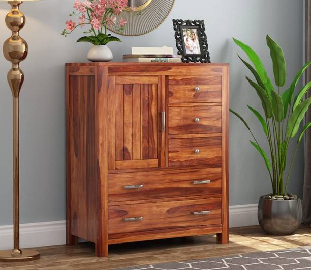 Furniture Mart 5 Drawer Chest of Drawers and Dresser with Shelf Solid Wood Free Standing Chest of Drawers