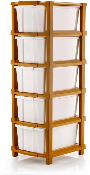 J K INTERNATIONAL 5 Compartments Plastic Multipurpose Drawer, Storage Organizer Home
