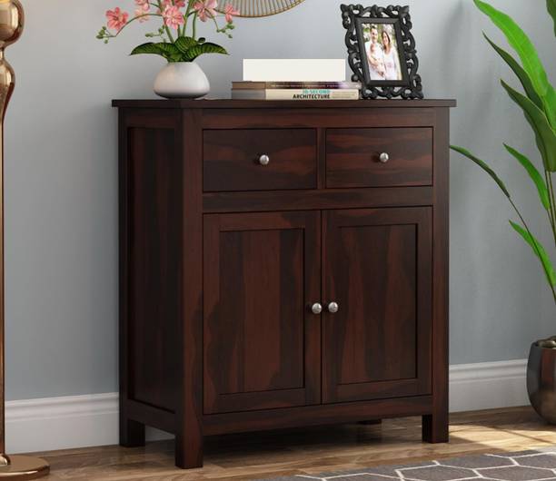 shree natural Solid Sheesham Wood Sideboard Cabinet with 2 Drawers & 2 Door Storage for Home Solid Wood Free Standing Cabinet