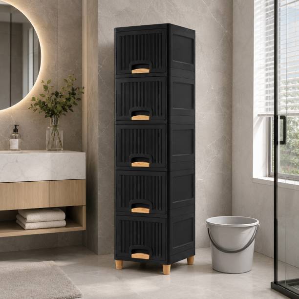 ZUDAZ Modern Bedroom Storage Tower with Multiple Drawers for Easy Organization Plastic Kitchen Cabinet