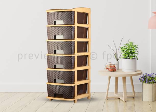 HUMBLE KART 6XL Large Brown Size Plastic Free Standing Chest of Drawers Plastic Free Standing Chest of Drawers