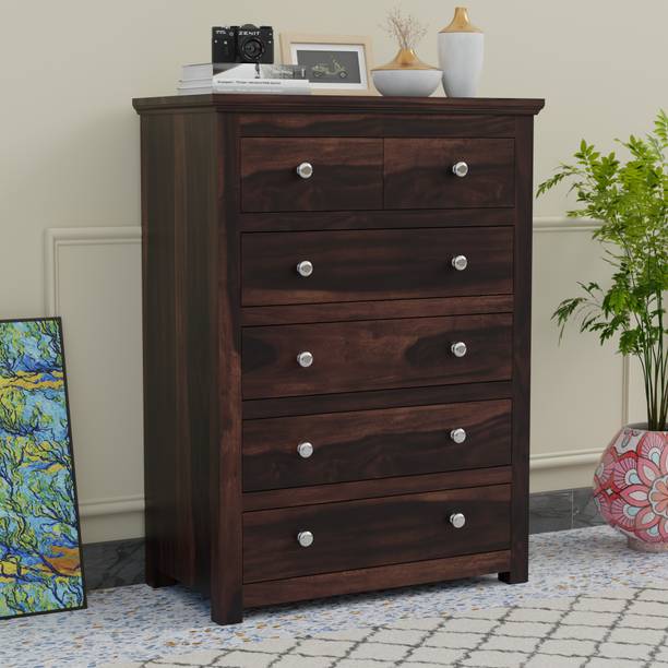 BAGARI ARTS Solid Wood 6 Drawer Cabinet | Wooden Storage Chest with Drawer for Bedroom | Solid Wood Free Standing Chest of Drawers
