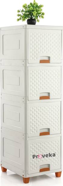 Praveka 4 Doors Multi-Purpose Organizer Modular Storage Plastic Free Standing Cabinet