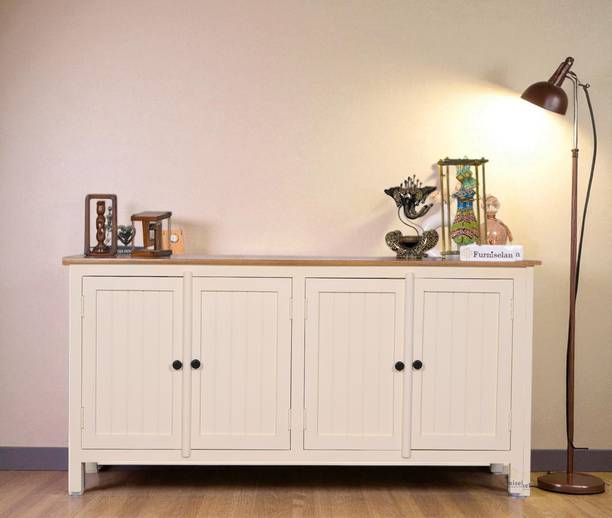 Woodefly Woodefly Solid Mango Wood Sideboard Cabinet- 4 Doors Solid Wood Free Standing Sideboard