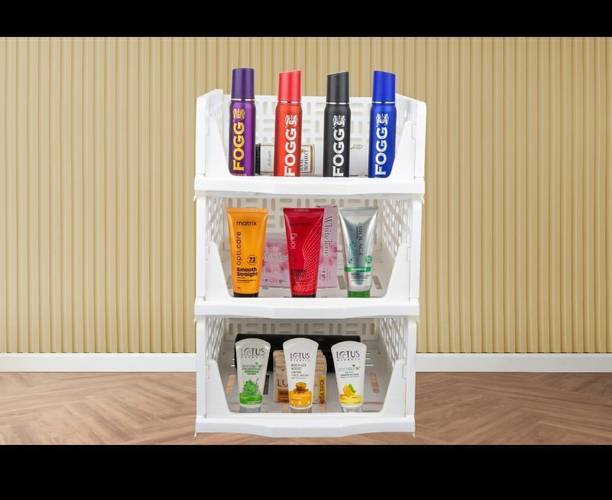 TEX-RO Wardrobe Cupboard White 3 Tier Plastic Free Standing Cabinet