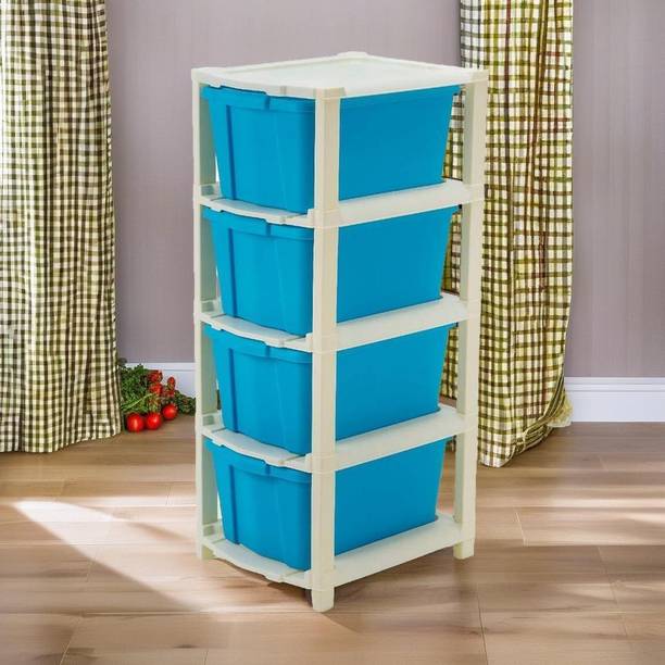 PALAK 4 Plastic Modular Drawer System for Home, Office, Hospital, Parlor, Doctors Plastic Free Standing Chest of Drawers