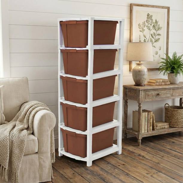 SUPTIKES Multi layer Plastic Storage Cabinet for Clothes with Spacious Drawers PP Collapsible Wardrobe