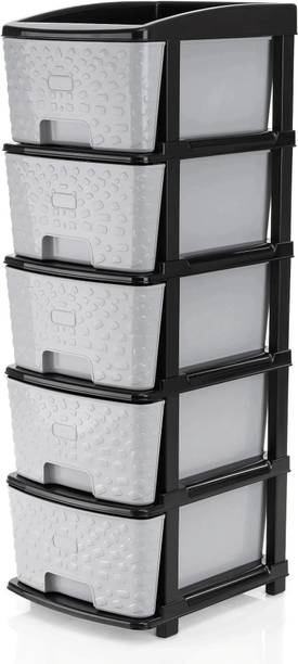 Flipkart SmartBuy 5 Plastic Modular Transparent Drawer System for Home, Office, Hospital, Parlor Plastic Free Standing Chest of Drawers
