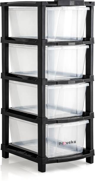 Praveka 4 XL Multi-Purpose Organizer Modular Storage Plastic Free Standing Chest of Drawers