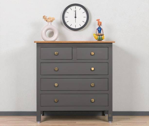 Woodefly Woodefly Solid Mango Wood Wide Chest of Drawer- 5 Drawers Solid Wood Free Standing Chest of Drawers