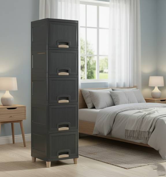 MAXTID Multi Layer Compact Storage Unit for Baby Clothes, Toys and Essentials Plastic Free Standing Cabinet