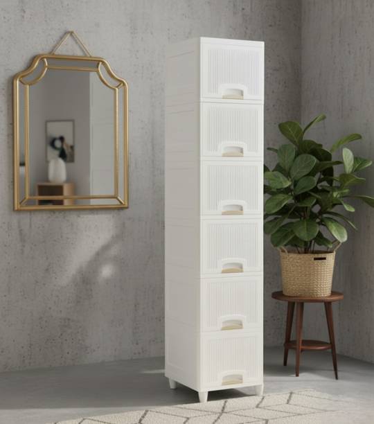 Viseman Modular White Storage Cabinet for Living Room Plastic Free Standing Cabinet