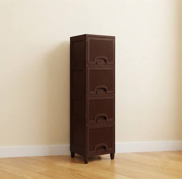 MAXTID Plastic Cupboard Storage Organizer for Kitchen and Household Use PP Collapsible Wardrobe