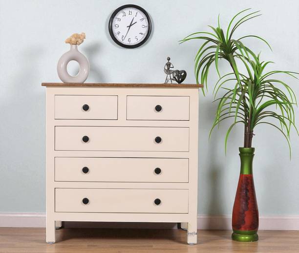 Woodefly Woodefly Solid Mango Wood Wide Chest of Drawer- 5 Drawers Solid Wood Free Standing Chest of Drawers