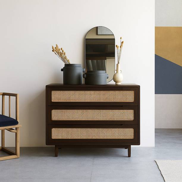 THE ATTIC The Attic Panamara Chest of Drawers|Solid Wood|Walnut Matte Finish Solid Wood Free Standing Chest of Drawers