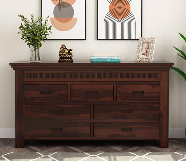 Banshi Solid Sheesham Wood Sideboard Cabinet with Door & Drawer Storage for Living Room Solid Wood Free Standing Cabinet