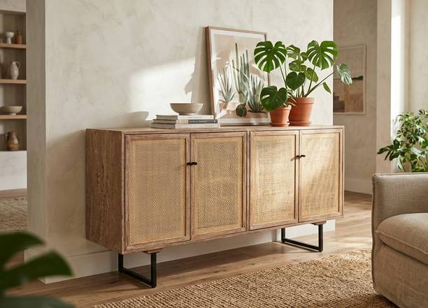 neuka Solid Mango Wood Cabinet With Door | Cabinet For Bedroom,Living room,Dining | Solid Wood Free Standing Sideboard