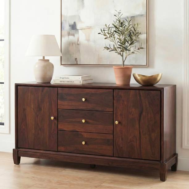 SONA ART & CRAFTS Oaklyn Sheesham Wood Sideboard Cabinet with 3 Drawer & 2 Door for Home Solid Wood Free Standing Sideboard