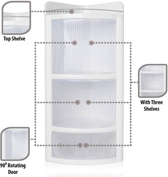 Bath Queen Bathroom corner rack shelf New - White Plastic Wall Shelf