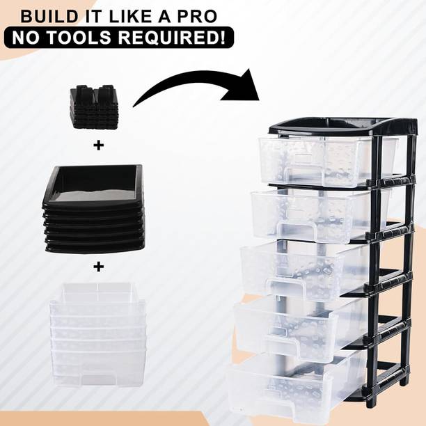 DND POLYMER Plastic Free Standing Chest of Drawers (Finish Color - WHITE, Pre-assembled) Plastic Free Standing Chest of Drawers
