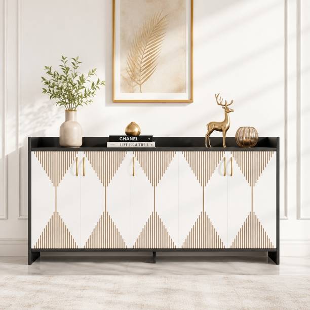 Flipkart Perfect Homes Multipurpose Modern Storage Cabinet Sideboard | Wooden Console for Living Room Engineered Wood Kitchen Cabinet