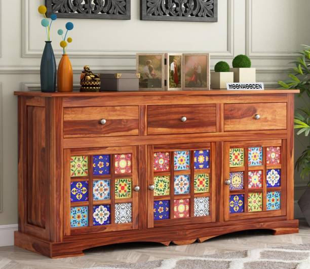MoonWooden Wooden Storage Cabinet for Home Furniture Solid Wood Free Standing Sideboard
