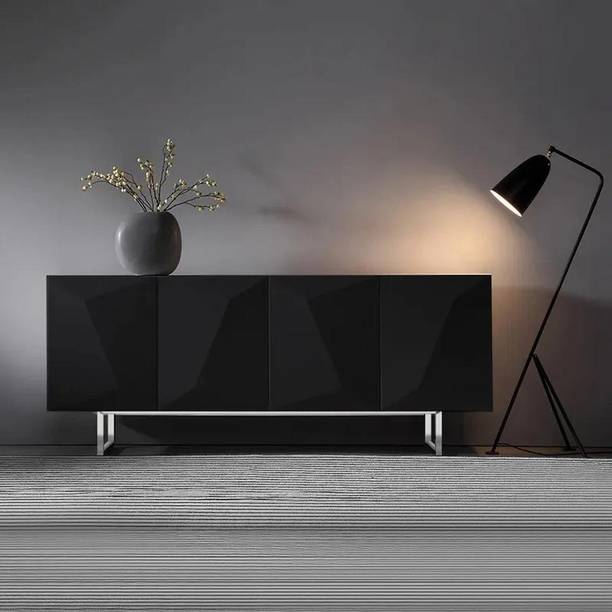 NG Decor Buffet Sideboard Kitchen Cabinet with 4 Doors Adjustable Shelves Engineered Wood Free Standing Sideboard