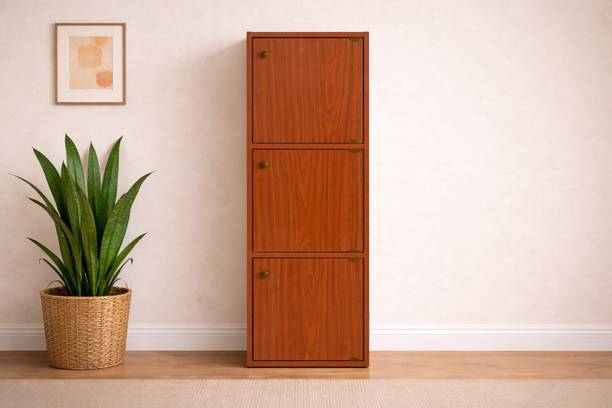 Home Full Max 3 Door Engineered Wood Free Standing Cabinet
