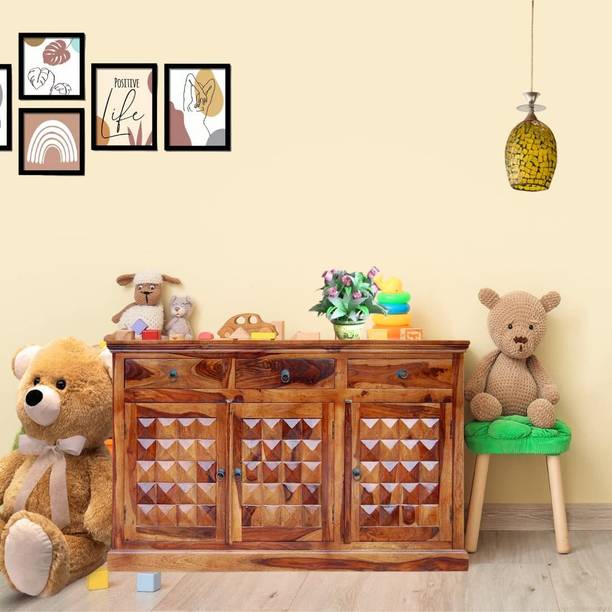 CLANECRAFT Solid Sheesham Wood Side Board Cabinet/Tv Unit For Living Room/Bedroom / Hotel | Solid Wood Free Standing Sideboard