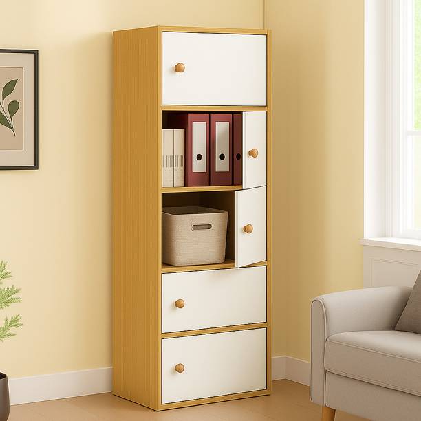 Sasimo 5 Layer Foldable Cabinet Engineered Wood Cupboard For Storage Modular Drawer Plastic Free Standing Cabinet