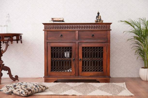 Furnishilp Handcrafted Solid Sheesham Wood Sideboard | For Living Bedroom Dining Solid Wood Free Standing Sideboard