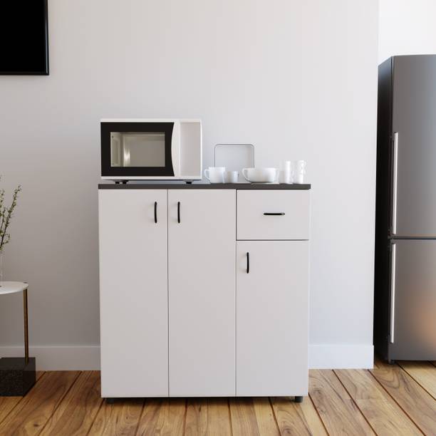 Home Full Remo 3 Door Wenge with White Engineered Wood Free Standing Cabinet