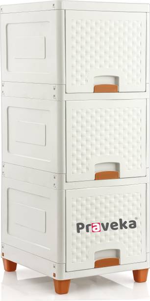 Praveka 3 Doors Multi-Purpose Organizer Modular Storage Plastic Free Standing Cabinet