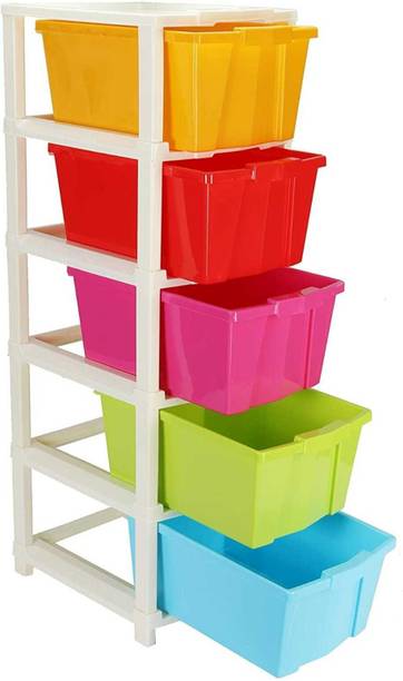 BAPUJI ENTERPRISE 5 Layer Plastic Modular Drawer System Large Stomo MultiPurpose chest of Drawer Organizer for Home Office Hospital Parlour and School Foldable drawers organizers Box Plastic Free Standing Chest of Drawers