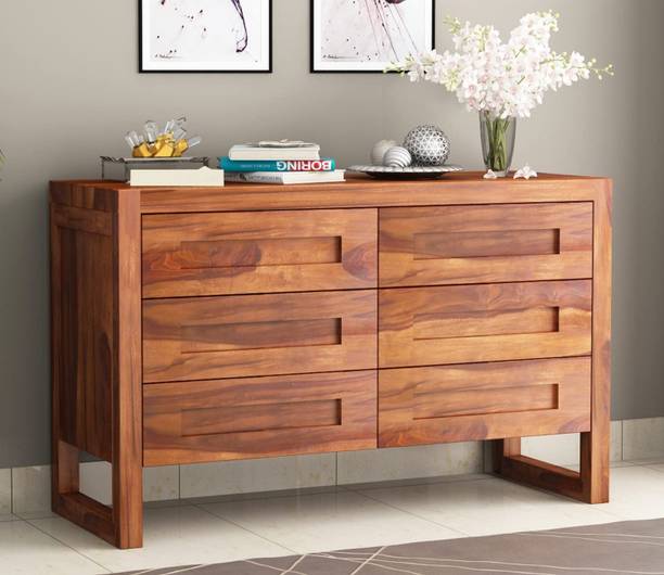 Credenza 6 Drawer Chest of Drawers and Dresser Solid Wood Free Standing Sideboard