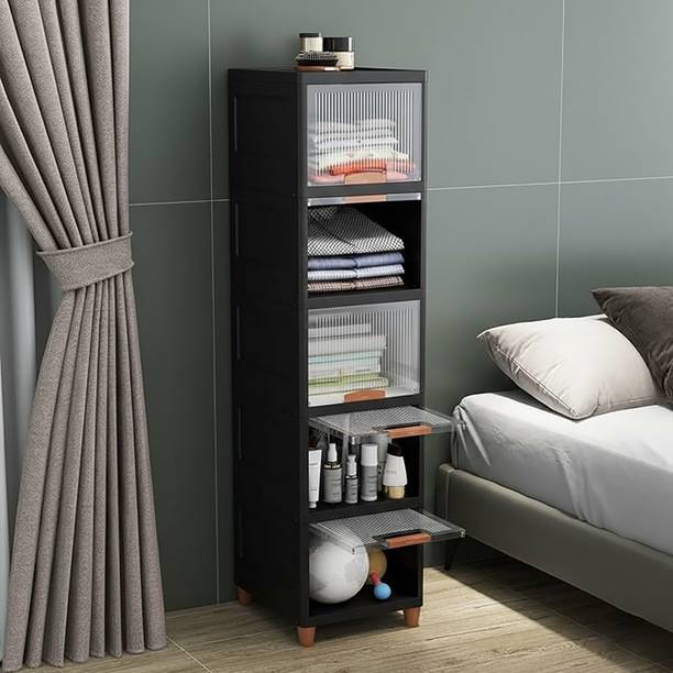 Sumoware 5 Layer Foldable Cabinet Plastic Cupboard For Storage Plastic Modular Drawer Plastic Free Standing Cabinet
