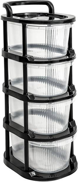 Vallaree 4 Layer Plastic Modular Storage Drawer Organizer with Wheels Plastic Free Standing Chest of Drawers
