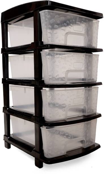 ASHLAS 4 Plastic Modular Drawer System for Home, Office, Free Standing Chest of Drawers PP Collapsible Wardrobe