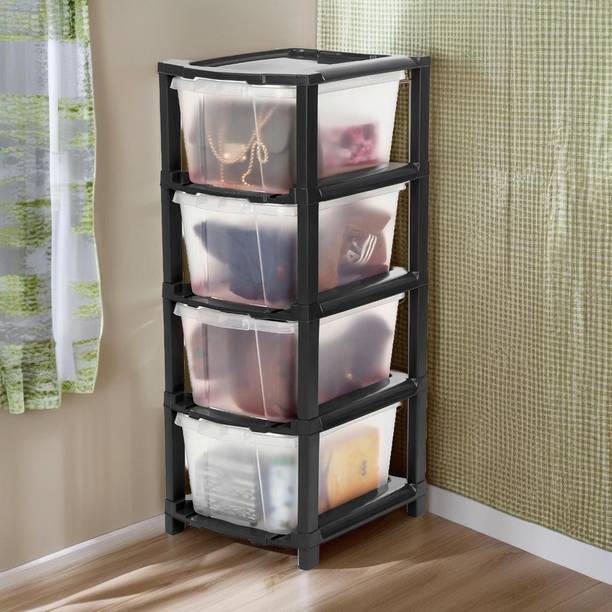 PALAK 4 Plastic Modular Drawer System for Home, Office, Hospital, Parlor, Doctors Plastic Wall Mount Chest of Drawers